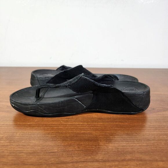 FitFlop Womens Size 8 Wobbleboard Black Slip On Thong Sandal Flip Flop Shoe - Picture 8 of 12